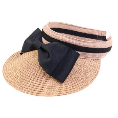 China Custom Outdoor Running Sun Hat Summer Beach Sun Visor Hats Character Women Travel Blank Top Paper Braid Straw Hats for sale