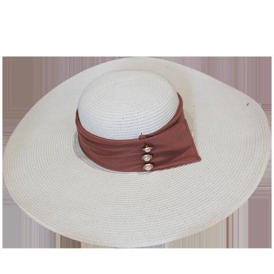 China Lady Flat Brim Straw Hat Body Wide Brim Sun Summer Dobby Hat Cheap Fedora Beach Paper Women Straw Custom Logo Beach Hat for sale