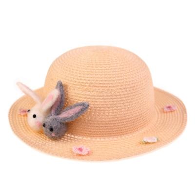 China Picture Kids Girls Soft Hats With Bunny And Flower Anti-UV Protective Popular Custom Made Sun Hats Cute Soft Hood For Girls for sale