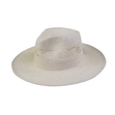 China Factory Directly Sales 100% Paper Straw Stripe Panama Hats Checked Panama Felt Hat Paper Hat for sale