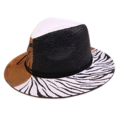 China 2021 New Fashion Barred Nice Straw Hats Printed With Cool Zebra Veins Summer Anti-UV For Men for sale