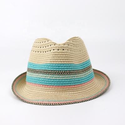 China Large Size Boy Panama Straw Hats Wholesale Beach Sunscreen Jazz Hat Fedora Hat For Men's Character for sale