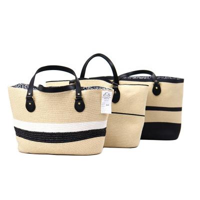 China Fashion Tote Bag With Cotton Rope Capacity Canvas Straw Bag Summer Beach Large Capacity Travel Handbags Ladies Women for sale