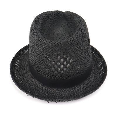 China High Quality Custom Logo Summer Black Beach Straw Dobby Hats for sale