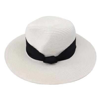 China Women Dobby Fashion Beach Braid Summer Straw Hats With Ribbon for sale