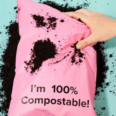 China Waterproof Custom Biodegradable Pink Poly Ads Compostable Plastic Mailing Bags With Logo Shipping For Clothing Colored Packaging for sale