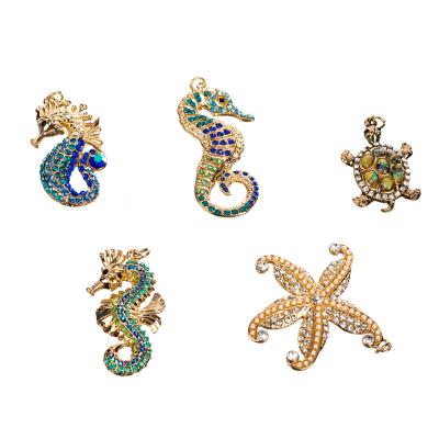 China CLASSIC Charm Pendant Gold Alloy Pave Crystal Cherry Butterfly Sea Horse DIY Women's Jewelry For Making Gift Bracelet Necklace for sale