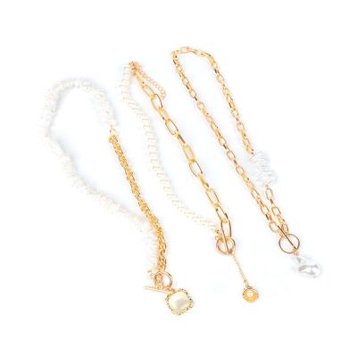 China Wholesale Fashion Low Price Girl Pendant Beaded Diamond Inlaid Gold Chain Freshwater Pearl Necklace for sale