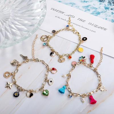 China Fashion High Quality Low Price Fashion Stainless Steel Metal Charms Tags Bracelet For Women for sale