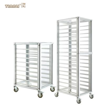 China Modern Desgin Food Cart Customized Commercial Sealing Tray Bakery Cooling Rack Trolley Trolley Te koop