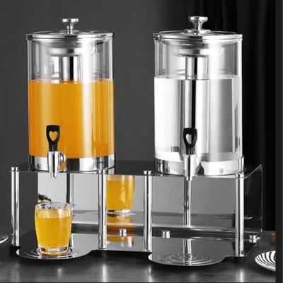 China Cheap Price Stainless Steel +glass 2 Tanks Commercial Electric Refrigerated Beverage Dispenser Juice Dispenser en venta