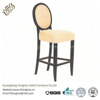 China Solid Wood Frame Commercial Upholstered Bar Stools With Cream Fabric for sale