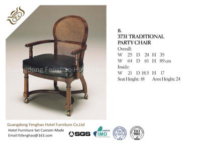 China Antique Wooden Upholstery Fabric Hotel Dining Chairs With Arm For Restaurant for sale