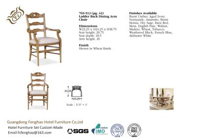 China Classcial Ladder Back Dining Chairs With Armrest , Dining Room Side Chairs for sale