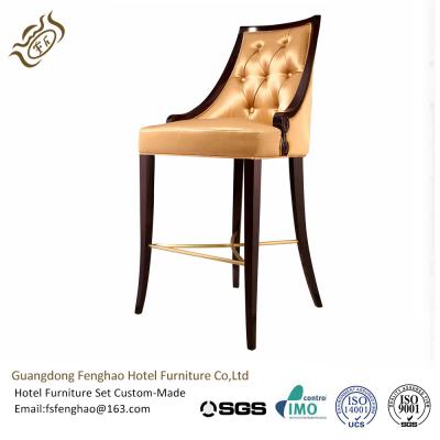 China Metal PU Leather Cushioned Hotel Bar Stools with Back / Footrest for sale