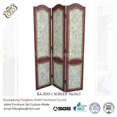 China Wood Carving Air Brush Decorative Folding Screens Hotel Tri Fold Privacy Screen for sale