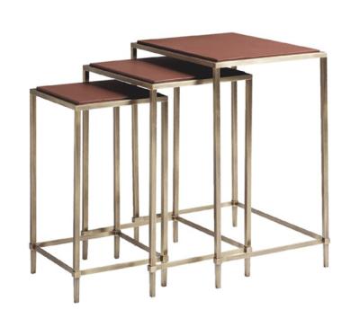 China Stainless Steel Legs Metal And Wood Nesting Tables 3 Nest For Hotel for sale