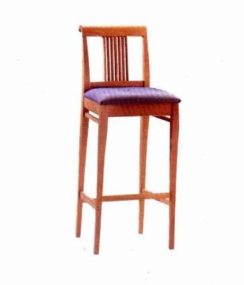 China Antique Oak Wood Square Cushion Hotel Bar Stools With Round Back for sale