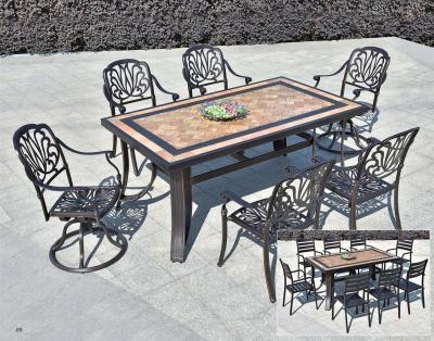 China Sitzer-Möbel-Tabelle des Freizeit-Garten-Gussaluminium-6 im Freien und Stuhl-gesetzte Garten-Möbel zu verkaufen