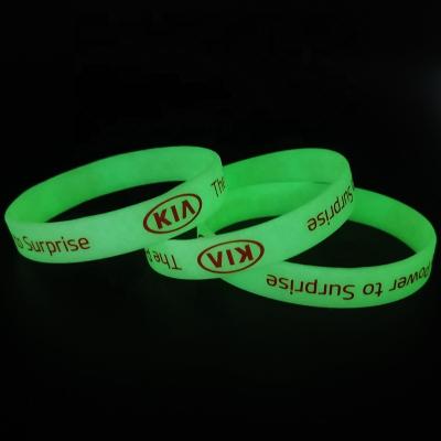 China All Factory Personalized Ink Injected  print embossed Custom Logo debossed fill Rubber bracelet  glow Silicone Wristband for sale