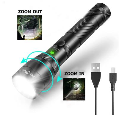 China Powerful Rechargeable Zoomable Emergency Buzzer Torch Light Torch Tactical 18650 LED Flashlight Buzzer for sale