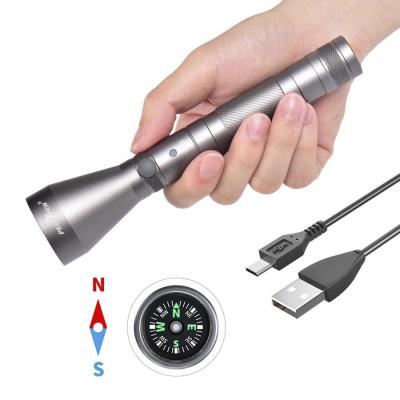 China Unique bottom compass design compact compass hunting torch lanterna De led hunting camping led lanternas rechargeable flashlight for sale