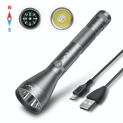 China Unique Bottom Compass Design Compact Led Hunting Torch 18650 Li-ion Led Torch Lightweight Aluminum Flashlight For Outdoor Camping Fishing for sale