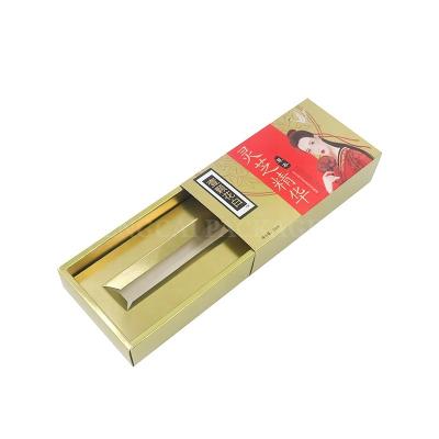 China Handmade Luxury Skincare Gift Gold Packaging Paper Rigid Cardboard With Foam Insert Drawer Custom Slide Box for sale