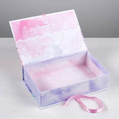 China Pink Ribbon Logo Storage Collapsible Gift Boxes Camping Folding Rigid Magnetic Basket Custom Handmade Large Packing Basket for sale