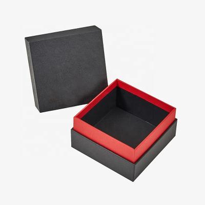 China Handmade Custom Printed Black Red Lid And Bottom Two Piece Rigid Paper Box Gift Boxes With Foam Insert For Watch/Jewelry Packaging for sale