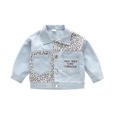 China Autumn Outdoor Leopard Stitched Denim Anti-wrinkle OEM Spring Anorak Kids Anorak Jacket Custom Anorak Jacket for sale