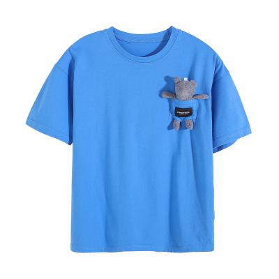 China Wholesale 2021 new arrival breathable small bear doll creative pure blue T-shirt boy detachable for sale