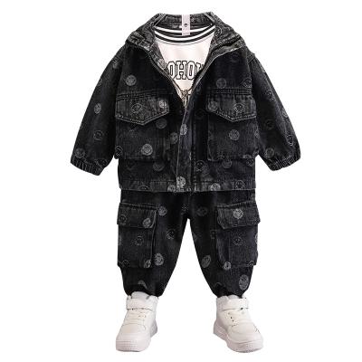 China Breathble face denim suit kids costume comfortable fashionable smiling boys children suits apparels with high quality for sale