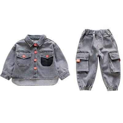 China Hot Sale Denim Throwback Printed Multi Color Buttons Fashion Little Girls Enough Cowboy Suit for sale