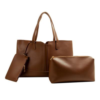 China Large Everyday Use Shoulder Bag Stylish Tote Bag 3 In 1 Set Women Shoulder Handbag for sale