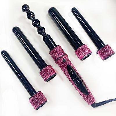 China Safety Private Label Professional High Temperature Fixtures with LED Indicator 6 in 1 Wand Set Hair Curler Interchangeable Curling Wand for sale