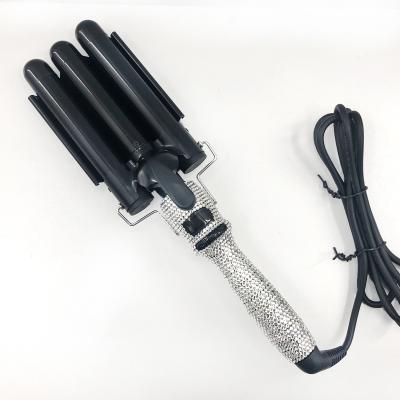 China Safety Professional LCD Display Ceramic Body Three Barrel Style Curling Iron Electric Wave Hair Curler 3 Barrel Hair Curler for sale