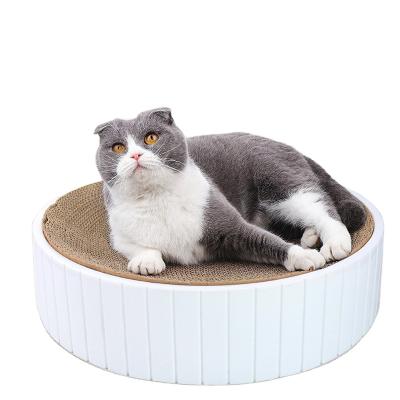 China High Quality Viable Cat House Round Scratcher Recyclable Pet Toys Wrinkled Cat Scratcher for sale