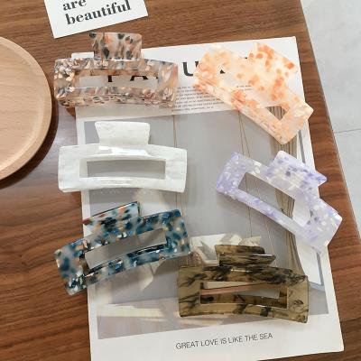 China 2021 Autumn New Exquisite For Women Girls Large Rectangle Environmentally Friendly Acetate Clip Geometric Soft Hairpins for sale