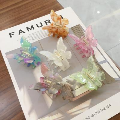 China 2021 New Jelly Color Super Fairy Butterfly Environmental Friendly Acetate Hair Clips Accessories Beautiful For Women Girls Hairpins for sale