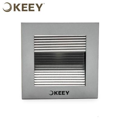 China 2020 Keey 1w Modern Led Stair Light Square Recessed Indoor Silver Gray Led Step Stair Wall Light L314 for sale