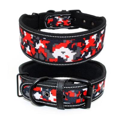 China Customized DETACHED Adjustable Soft Padded Dog Collar Fashion Patterns Reflective Wide Dog Collar for sale