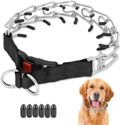 China High Quality Padded Dog Shock Collar Pet Training Supplies Bind Adjustable Dog Obstruction Pinch Training Collar With Rubber Tips for sale