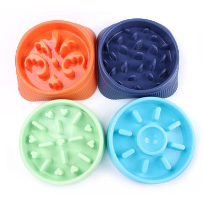 China New Design Feeder Pet Bowl Slow Sustainable Multi Color Plastic Bowl Rounded Luxury Pet Bowls for sale