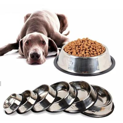 China Wholesale Customizable Sustainable Cat and Dog Bowls Non-Slip Pet Feeding Bowl Stainless Pet Bowl with Rubber Base for sale