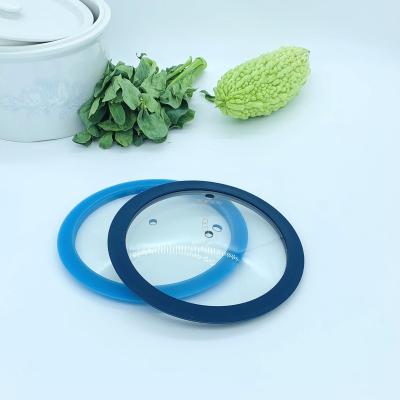 China G168*190 Pyrex Glass Lid Pan Cover Pot Lid Silicone Glass Lid Pan Lid Silicone Viable Blue And Dark Blue G168*190 Silicon Cookware for sale