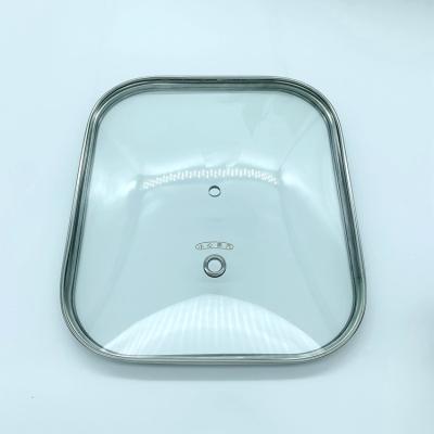 China High Sustainable Borosilicate Glass Cookware Lid G211*245 Square Fry Pan Lid Square Glass Pan Lid for sale