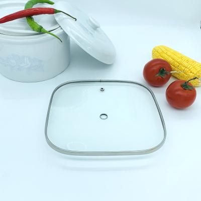 China Sustainable Square C230 Pan-Grill Lids Widely Used Daily Pan Lids Glass For Cooking Pans for sale