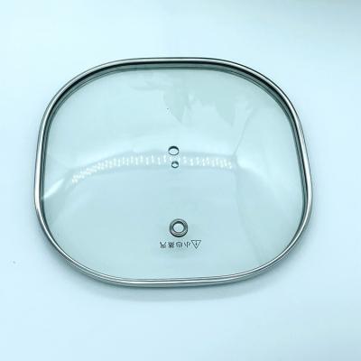 China Sustainable Square Pan Lid G220*233 Square Frying Pan Lid Glass Pot Lid Cookware Customized Glass Covers for sale