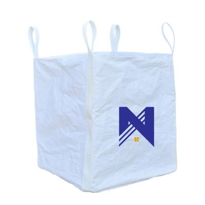 China Breathable pp super sack fibc big jumbo bulk ton bag packing bag scrap 1 ton for firewood for sale